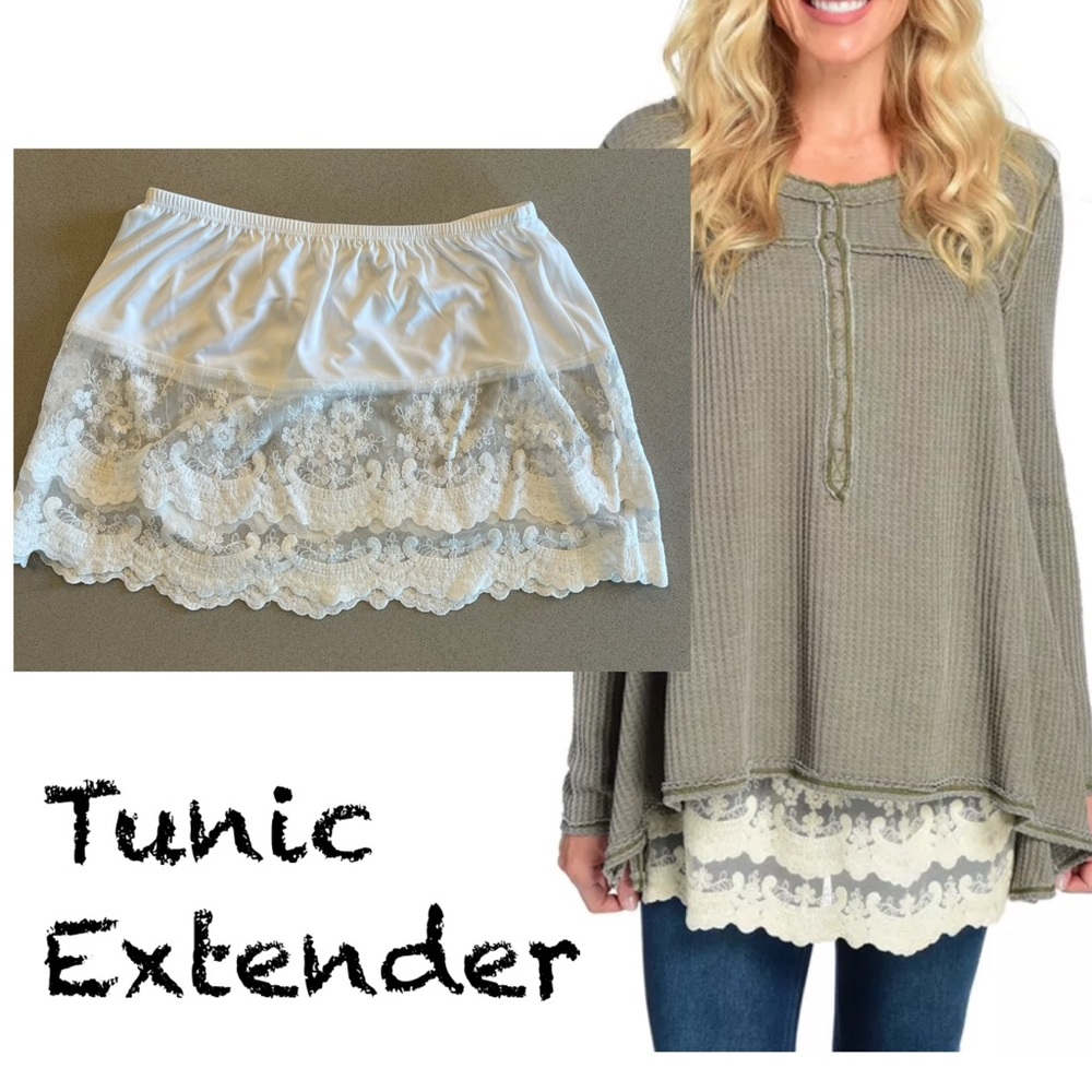 Women's White Lace Tunic Extender stretchy small - Picture 6 of 14